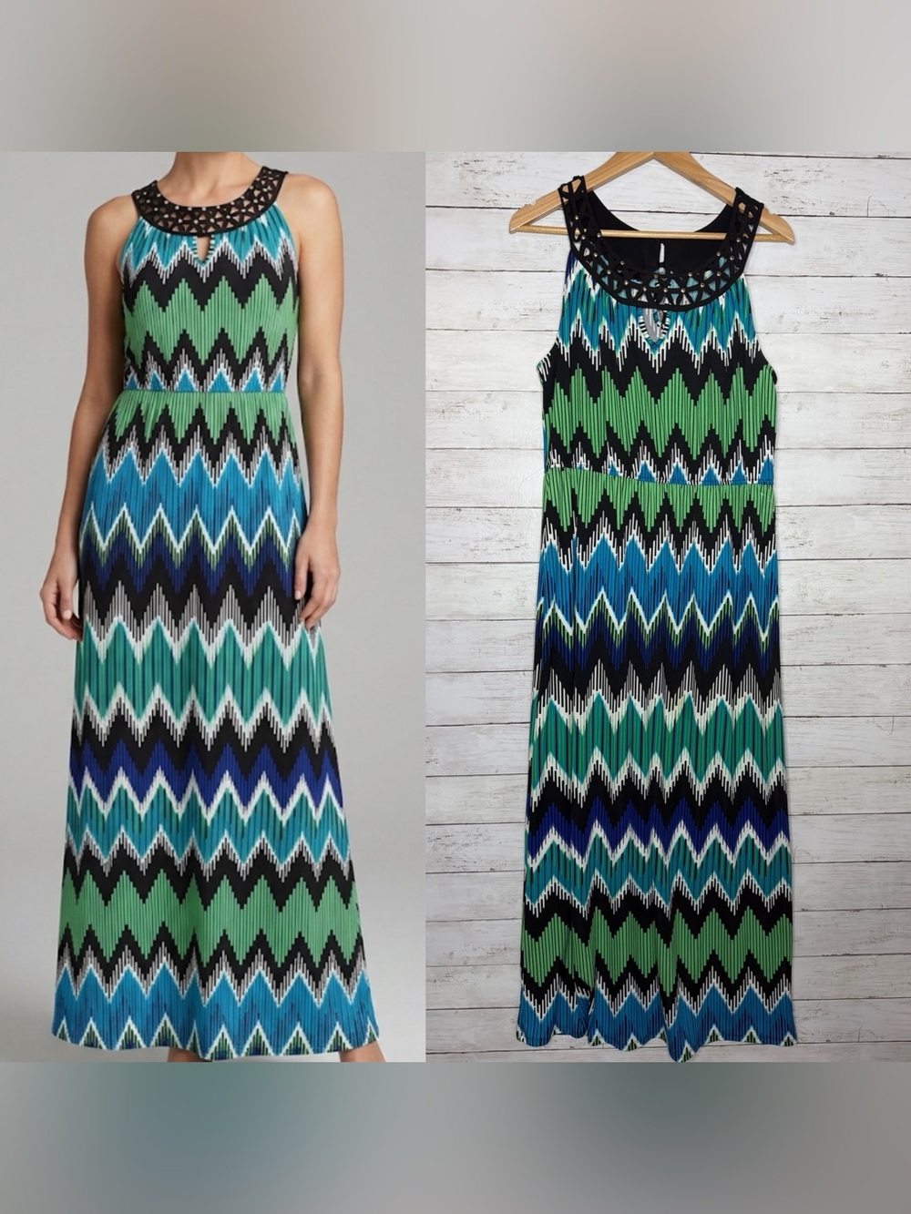 AB Studio Chevron Print Maxi Dress Size Large
